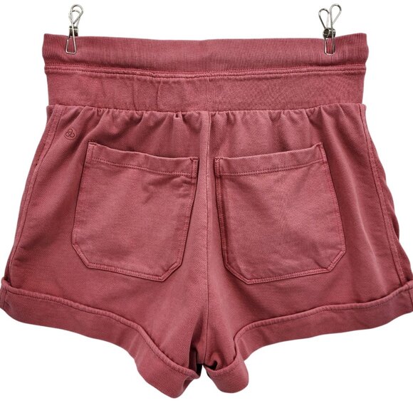 Zella Womens XS Shorts Organic Cotton Salmon PInk High Rise Sweat Shorts Pockets - Picture 4 of 9